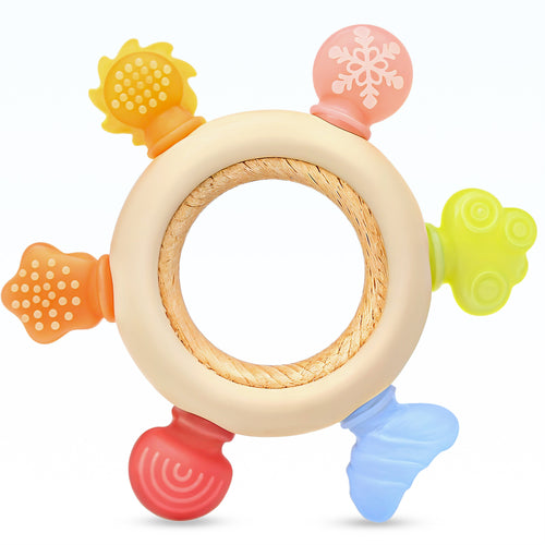 Silicone & Wood Baby Teether