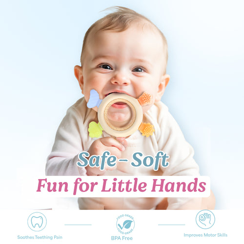 Silicone & Wood Baby Teether
