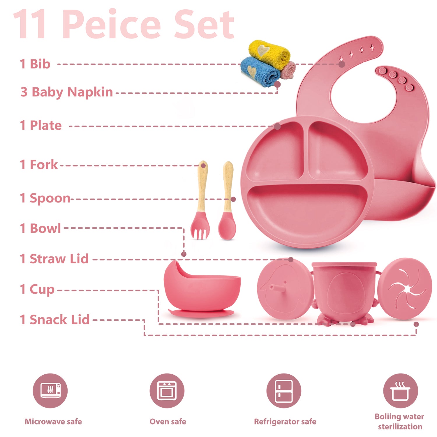 Silicone Baby Feeding Set- 11 piece