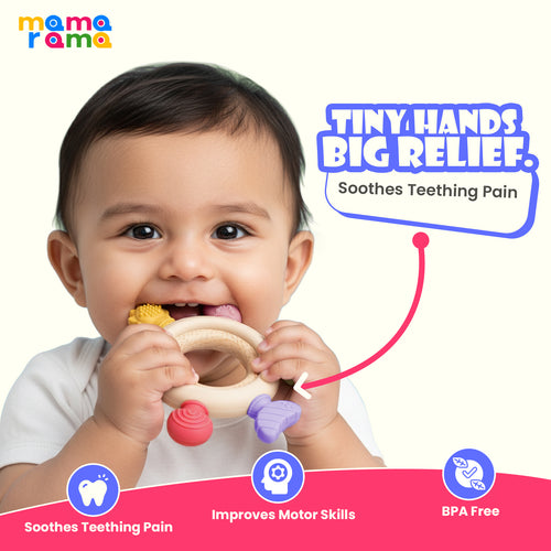 Silicone & Wood Baby Teether